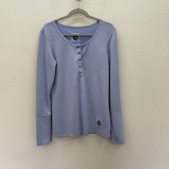 Double D Ranch Long Sleeve Pearl Snap Shimmer Knit Henley Shirt Womens Large - Picture 1 of 11
